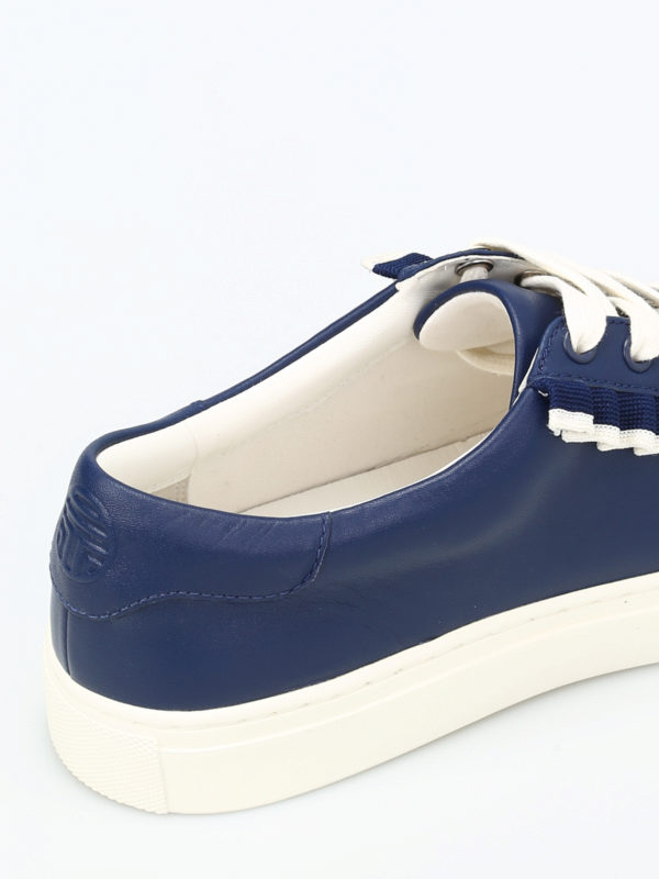 Ruffle leather sneakers shop online: TORY BURCH