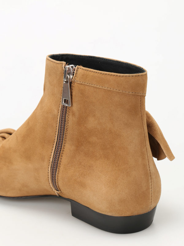 Ruffle low heel suede booties shop online: J.W. ANDERSON