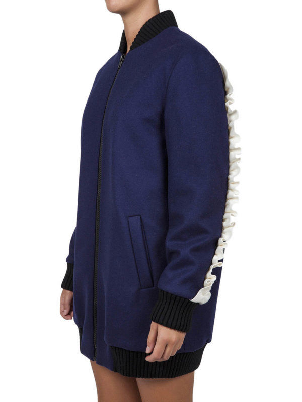 Ruffled back detailed long bomber shop online: m.s.g.m.