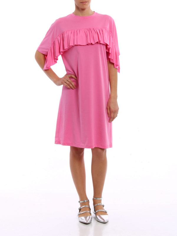 msgm pink ruffle dress Msgm Ruffled Printed Maxi Dress In Pink - 85% Off