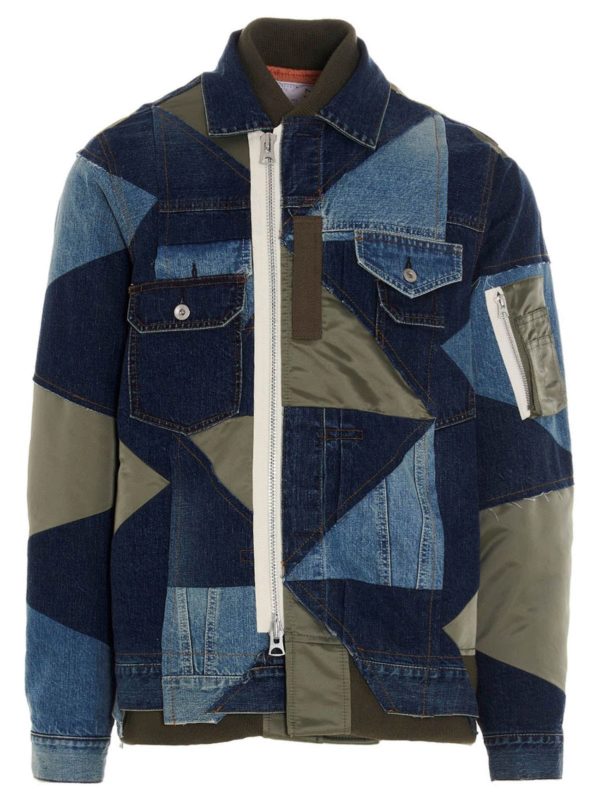 Sacai: denim jacket - Patchwork denim jacket