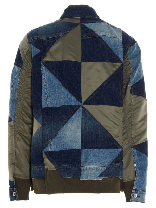 Sacai: denim jacket online - Patchwork denim jacket