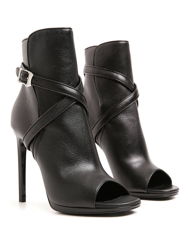SAINT LAURENT: Stiefeletten - Peeptoe-Stiefeletten