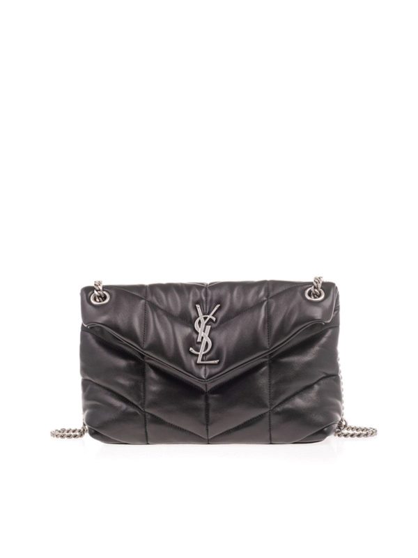 SAINT LAURENT: cross body bags - Loulou Puffer small bag in black