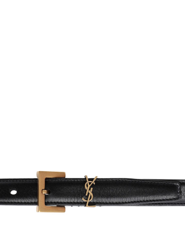 SAINT LAURENT: belts online - Logoed leather belt
