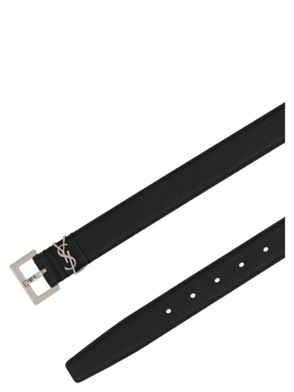 SAINT LAURENT: belts online - Monogram belt in black