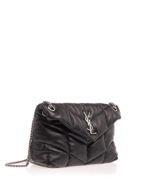 SAINT LAURENT: cross body bags online - Loulou Puffer small bag in black
