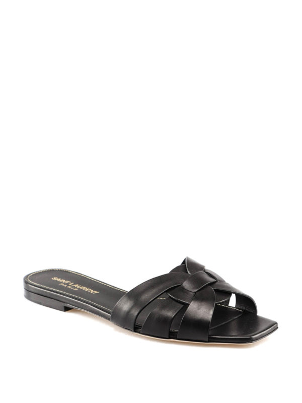 SAINT LAURENT: sandals online - Square toe leather sandals