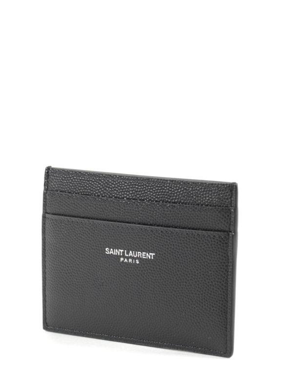 SAINT LAURENT: wallets & purses online - Leather logo embossed card holder