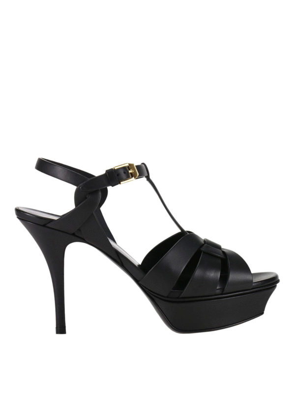 SAINT LAURENT: sandals - Tribute 75 platform leather sandals