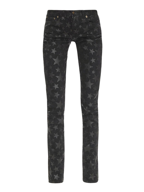 SAINT LAURENT: skinny jeans - Star print denim jeans
