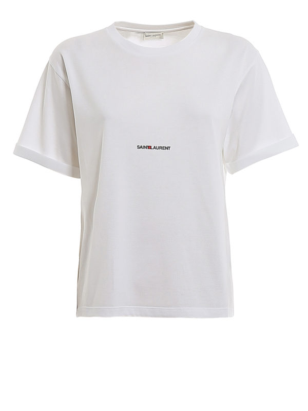 SAINT LAURENT: t-shirts - Logo lettering print T-shirt