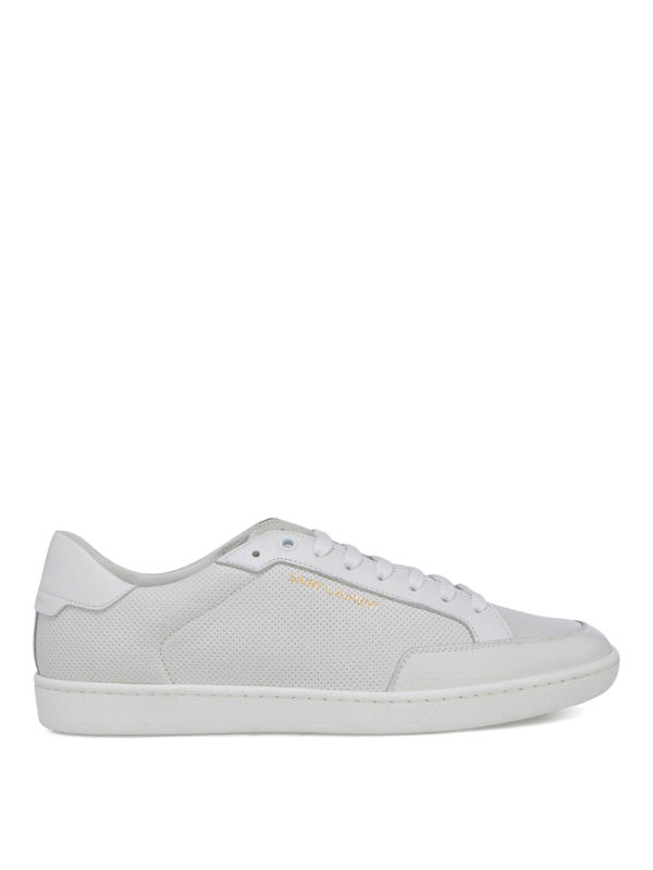 SAINT LAURENT: trainers - Drilled leather sneakers