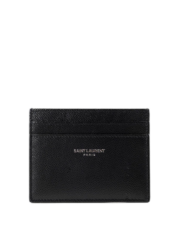 SAINT LAURENT: wallets & purses - Leather logo embossed card holder