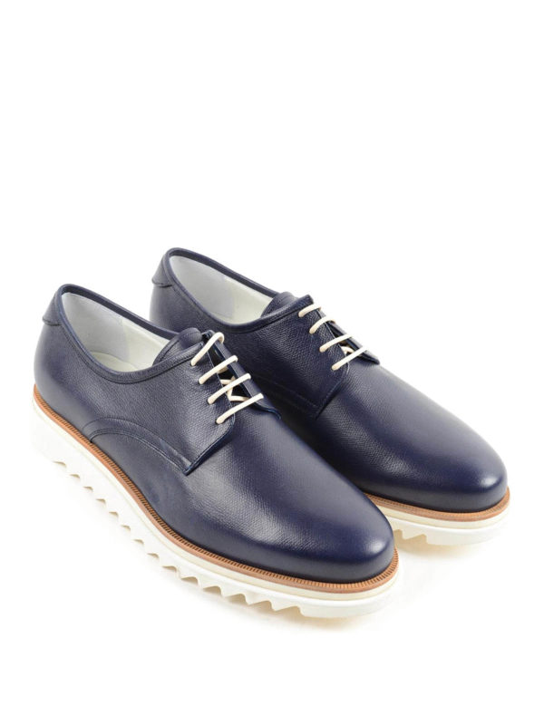 SALVATORE FERRAGAMO: scarpe stringate - Derby alte in pelle lupo