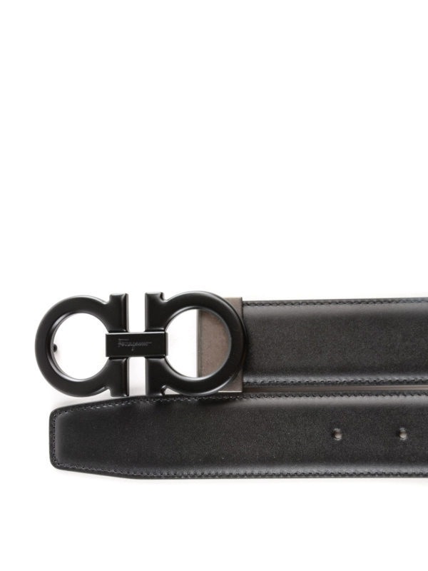 SALVATORE FERRAGAMO: belts online - Gancini reversible black and blue belt