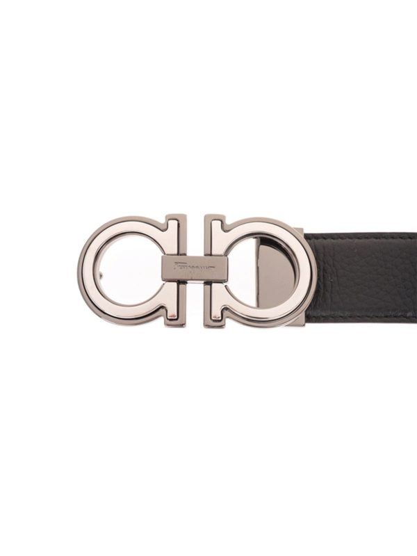 Ferragamo Men's Matte-Gancini Leather Belt, Black