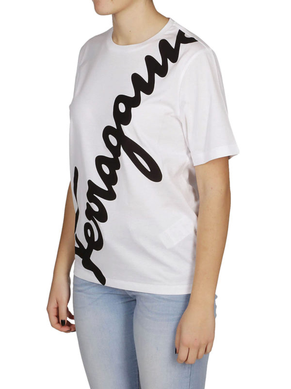 Ferragamo Pure cotton T-shirt with logo lettering|0708866093