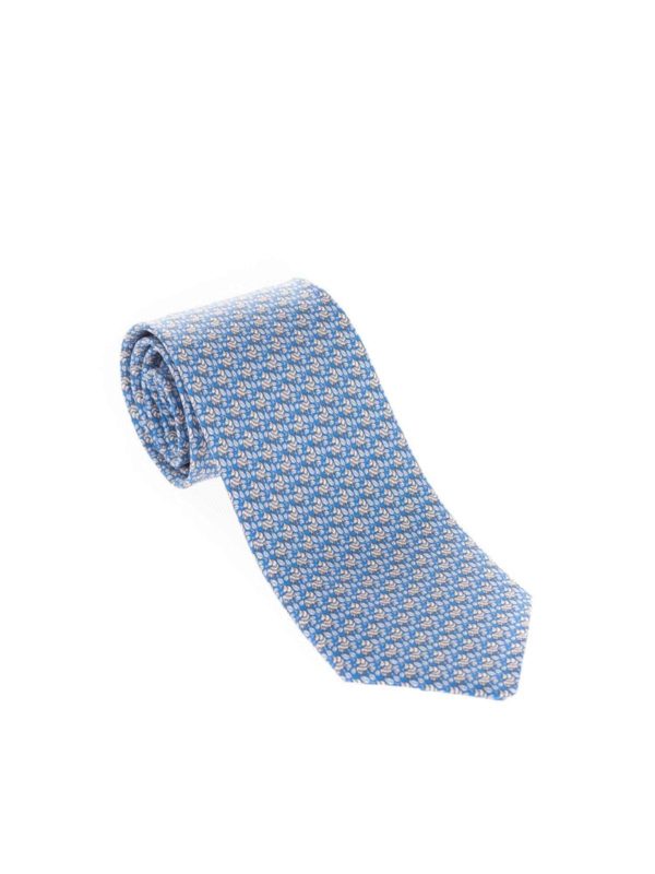 SALVATORE FERRAGAMO: ties & bow ties online - Zebra tie in light blue