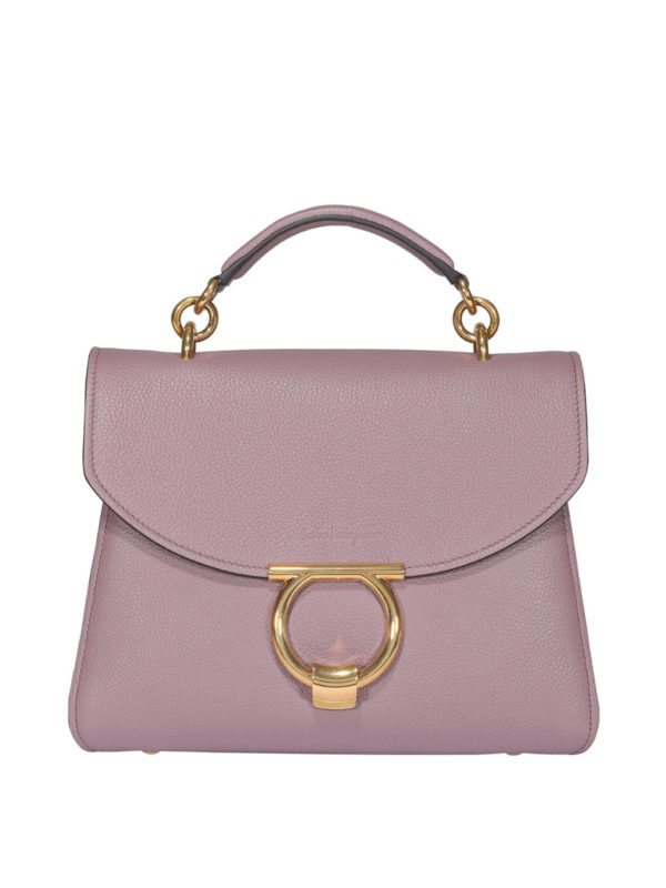 Ferragamo Gancini mini hammered leather bag - Pink - Women|732575