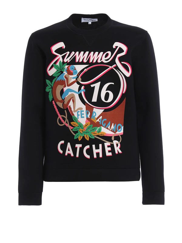 SALVATORE FERRAGAMO: Sweatshirts & Sweaters - Printed viscose sweatshirt