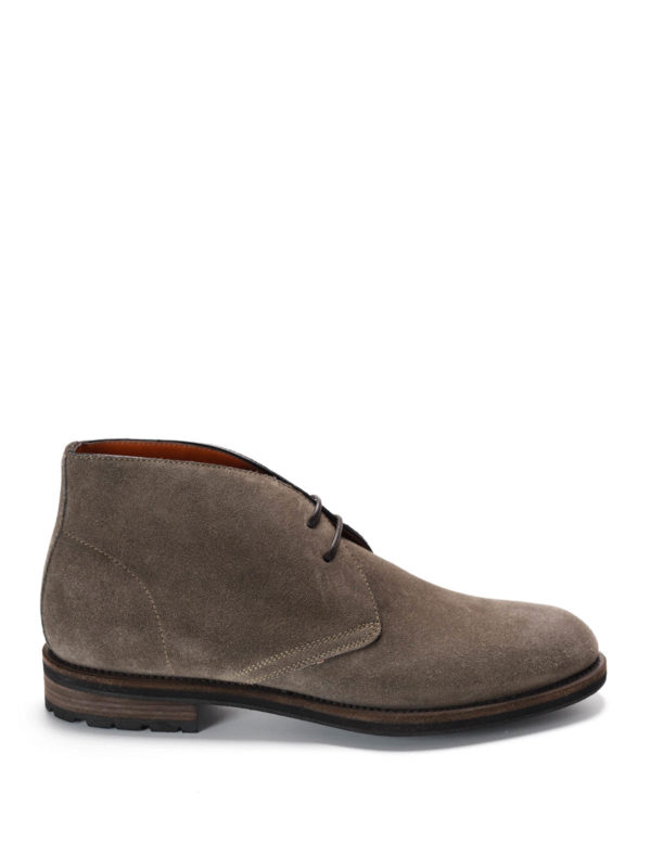 SANTONI: ankle boots - Suede lace-up shoes