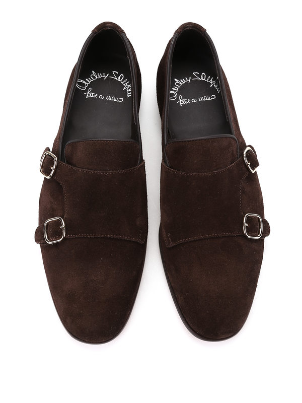 SANTONI buy online Suede double monk-strap shoes