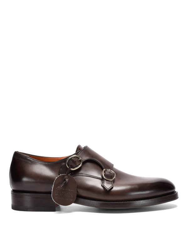 SANTONI: classic shoes - Brushed leather double monkstrap
