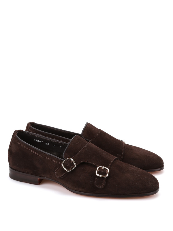 SANTONI: classic shoes - Suede double monk-strap shoes