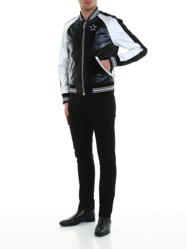 Satin sleeved leather bomber shop online: GIVENCHY