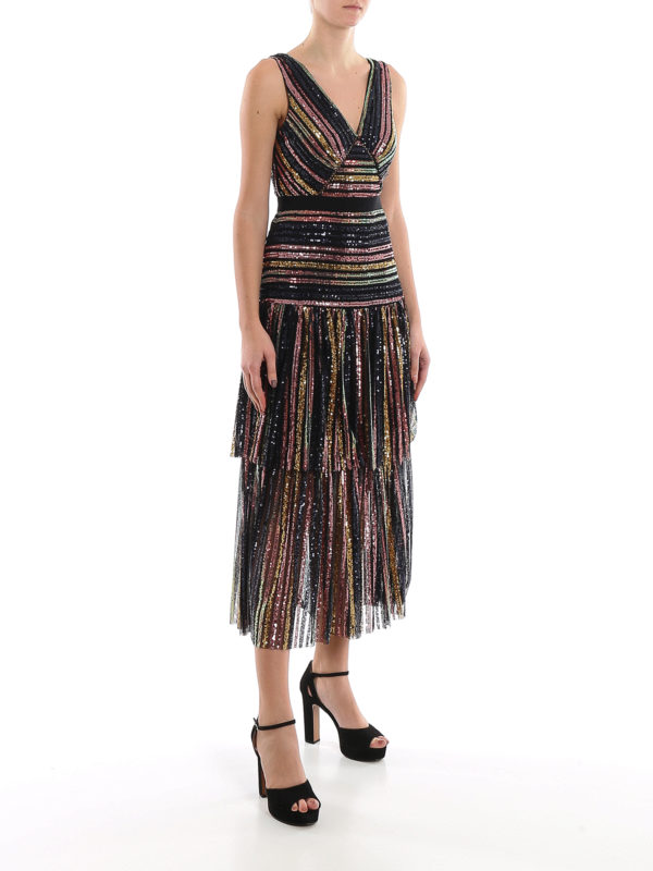 Self Portrait Sequins striped long dress - Multicolour|RS20016 Self Portrait Sequins striped long dress - Multicolour|RS20016