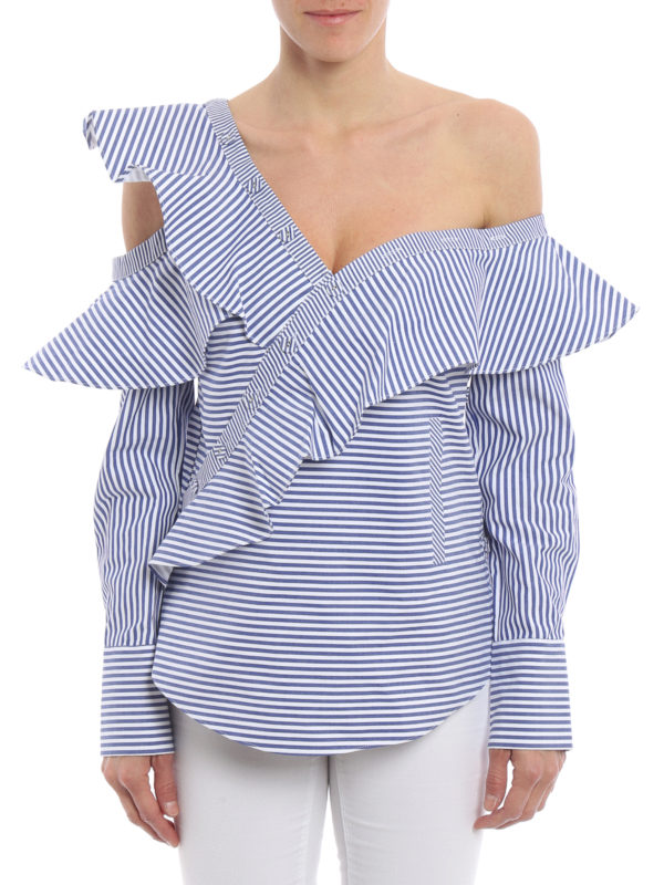 Self Portrait: shirts online - Frilled asymmetric shirt