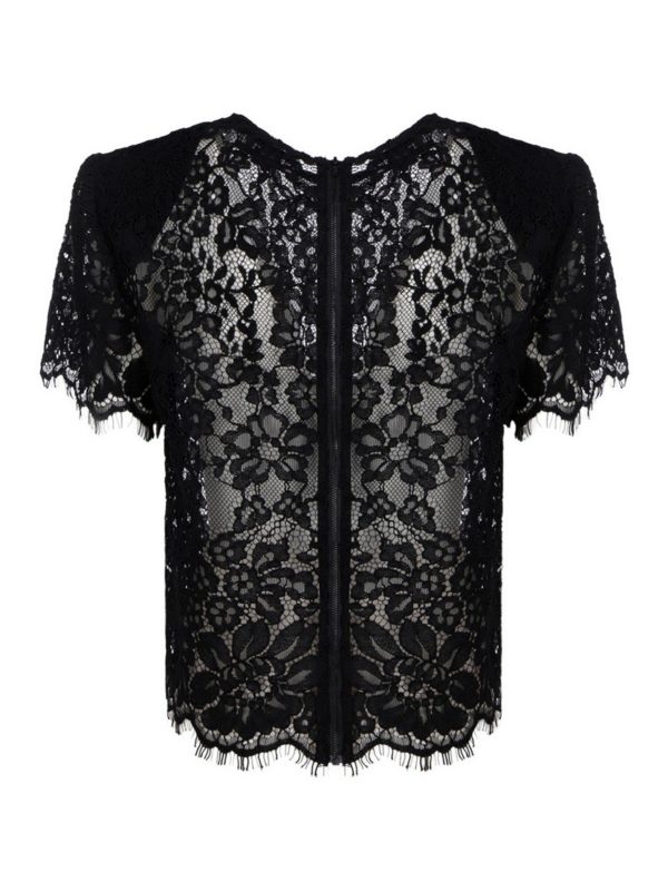 Self Portrait: Top e canotte online - Top nero in pizzo