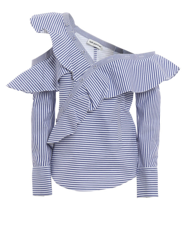 Self Portrait: shirts - Frilled asymmetric shirt
