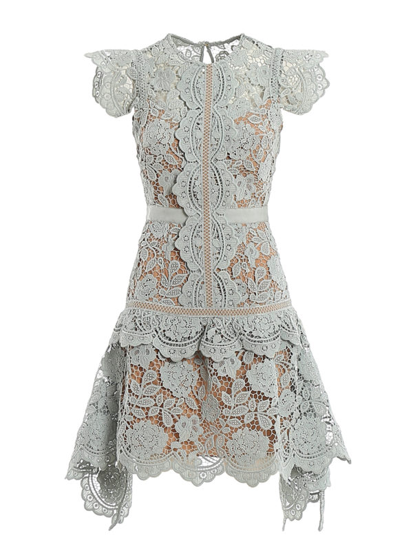 Self Portrait: short dresses - Macramé short dress