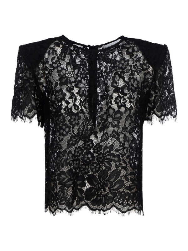 Self Portrait: Top e canotte - Top nero in pizzo