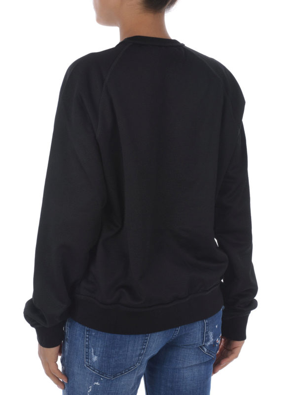 Sequined D2 logo sweatshirt shop online: DSQUARED2