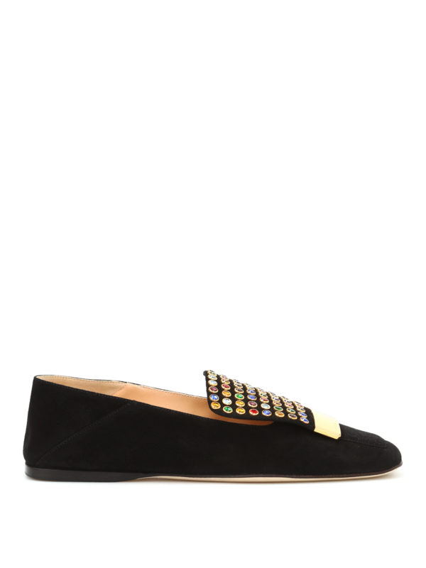 SERGIO ROSSI: Loafers & Slippers - Embellished suede loafers