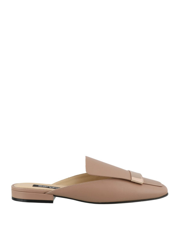 SERGIO ROSSI: mules shoes - Leather flat mules