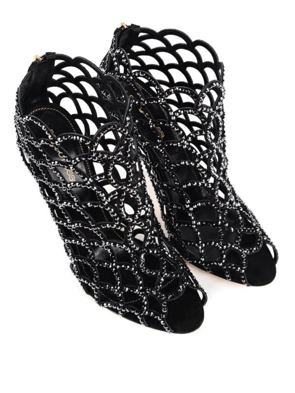 Sergio Rossi Mermaid crystal sandals|A59990MAFM39NEROHEMATITE