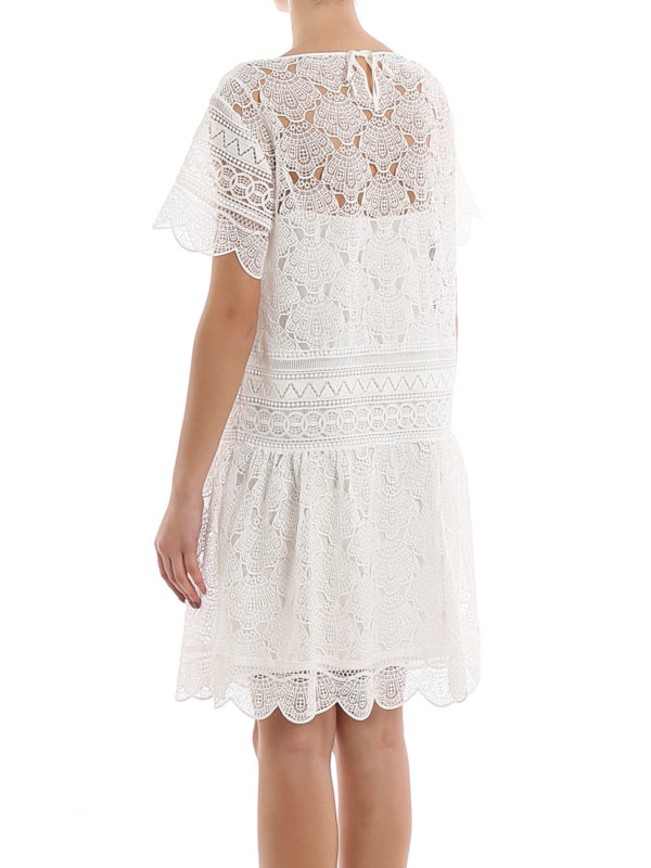 Shell-shaped macramé dress shop online: ALBERTA FERRETTI