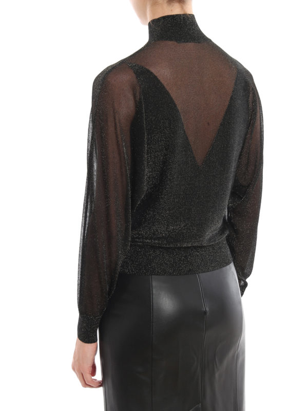 Shiny lurex see-through black turtleneck shop online: ALBERTA FERRETTI