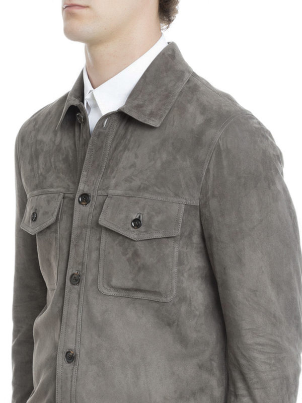 Shirt-style suede jacket shop online: TOM FORD