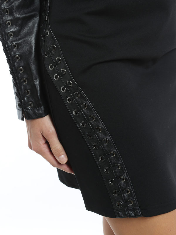 short dresses shop online Leather inserts dress