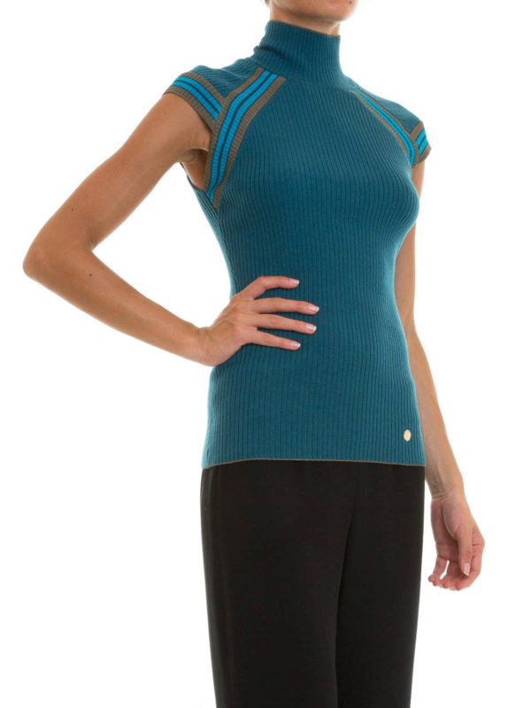 Pull Col Roulé Et Polo Bleu shop online: VERSACE COLLECTION