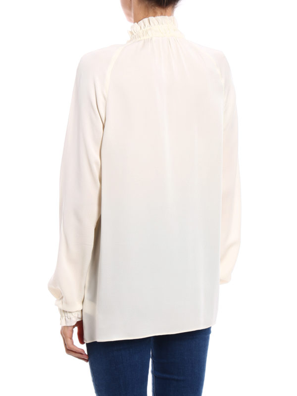 Silk gathered collar blouse shop online: MICHAEL KORS