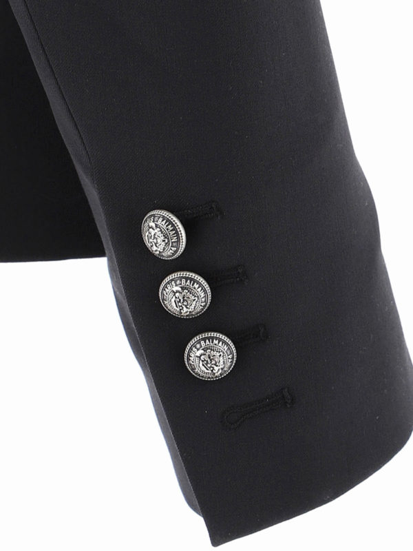 Silver button double-breasted blazer shop online: Balmain