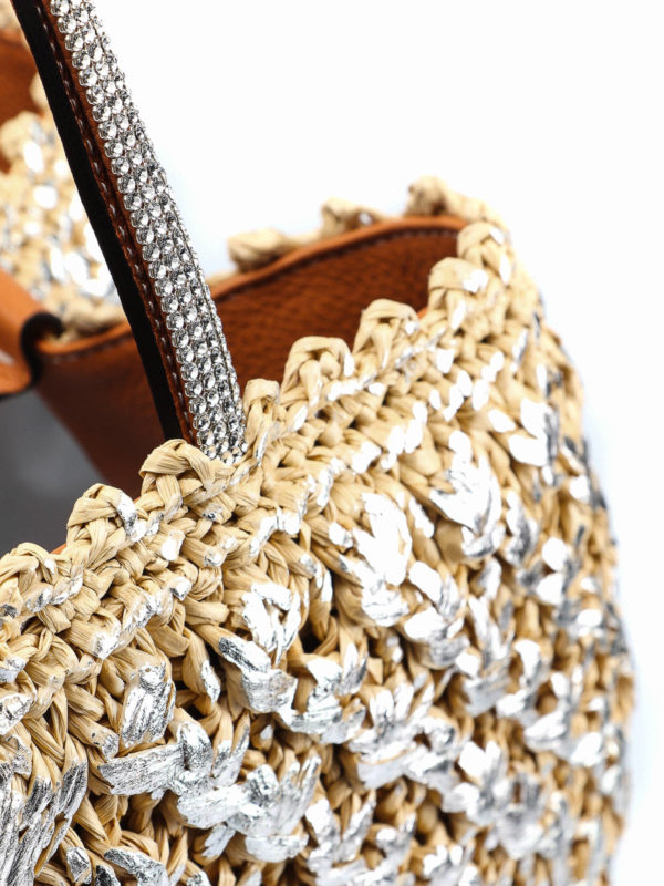 Silver straw tote bag shop online: ERMANNO SCERVINO