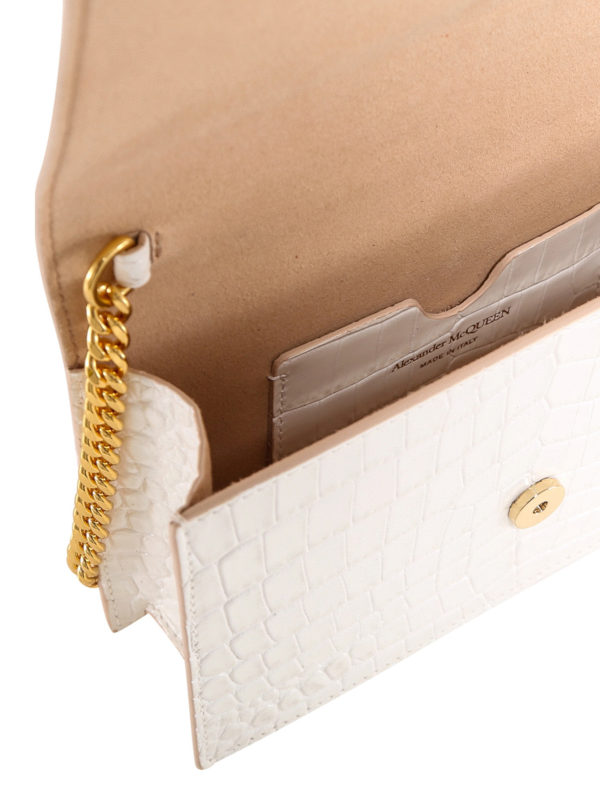 Skull Mini croc print cross body bag shop online: ALEXANDER MCQUEEN