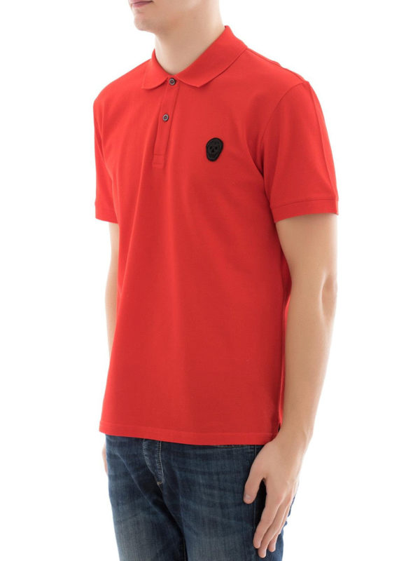 Skull patch red polo shirt shop online: ALEXANDER MCQUEEN